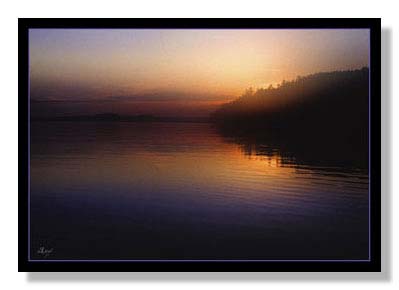 misty sunset over the lake